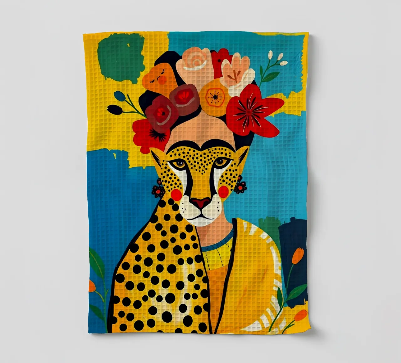 Frida Kahlo Ghepardo canovaccio da cucina da ARTOMATIC