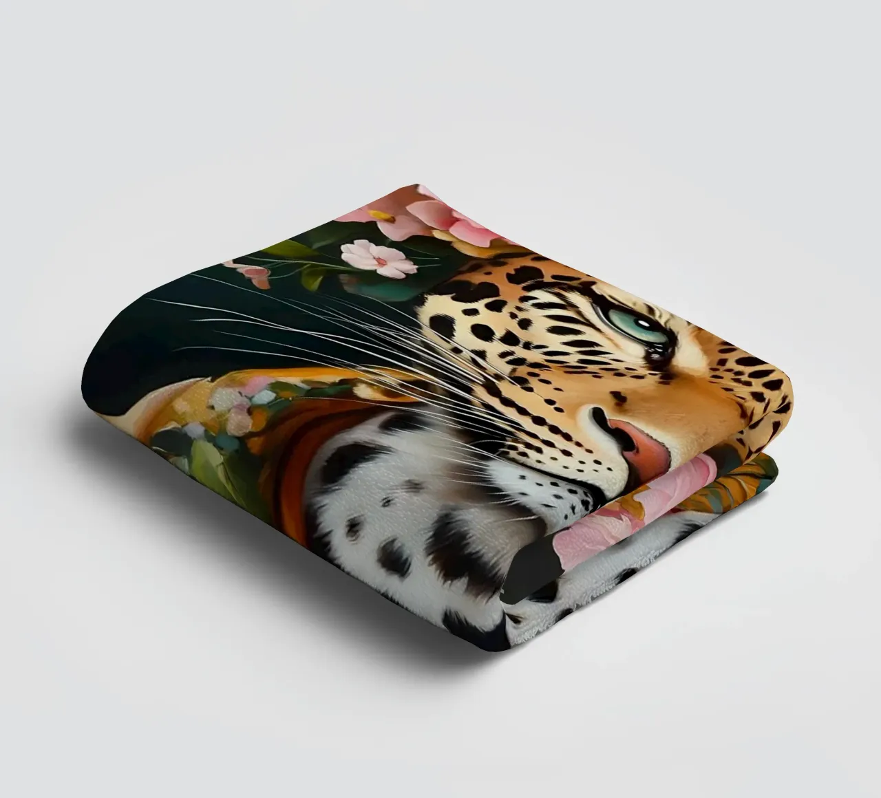 Leopardo in ghirlanda floreale asciugamano da bagno da IamHomeStudio