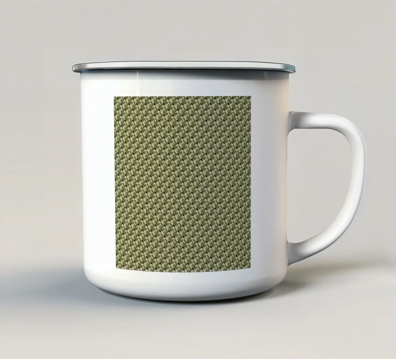 Disegno astratto verde rame tazza in smalto da Little Dean