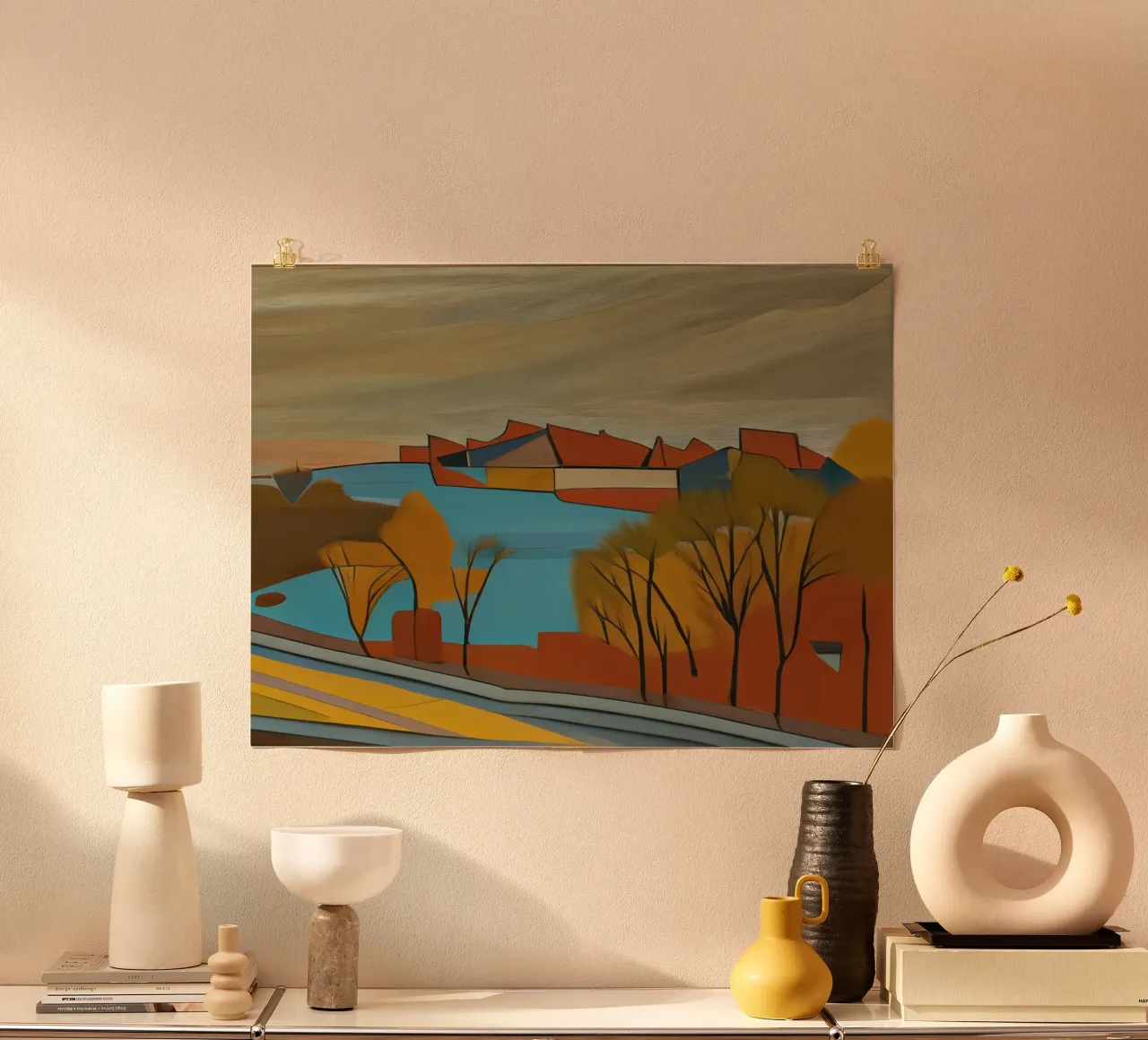 Escursione_paesaggio_1 poster con telaio in alluminio da Abstract Art by LK