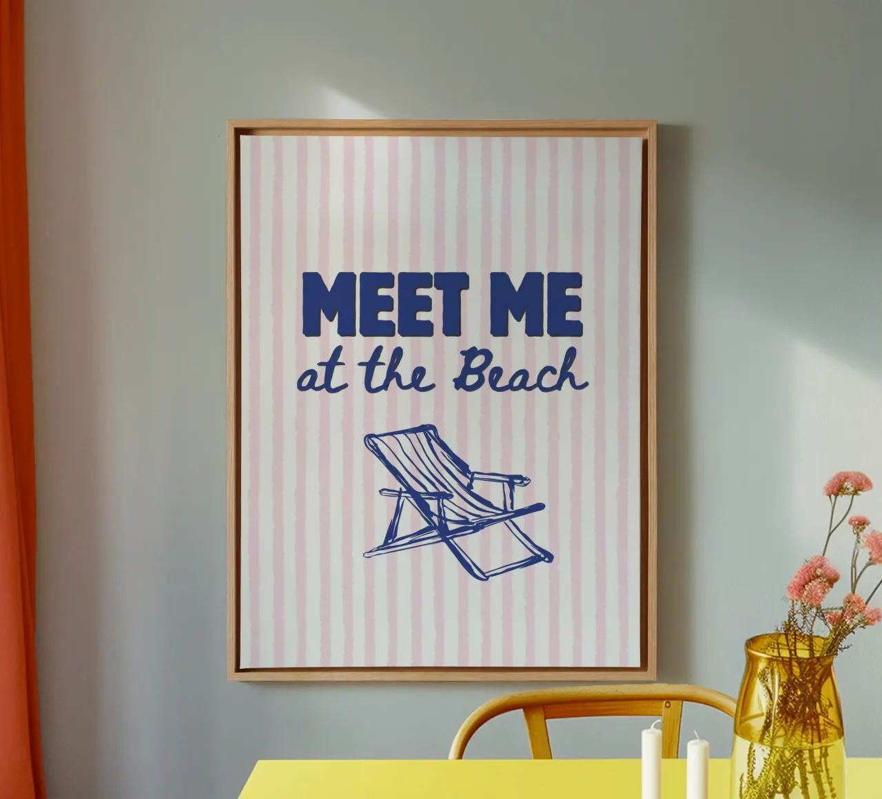 Meet me at the beach canvas met Baklijst van IamHomeStudio