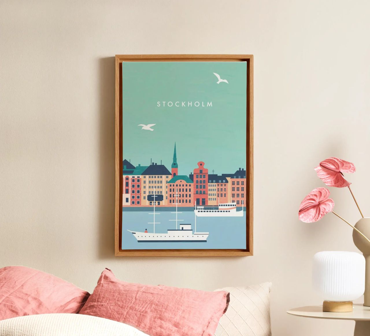 Stockholm Leinwand mit Schattenfugenrahmen von Katinka Reinke