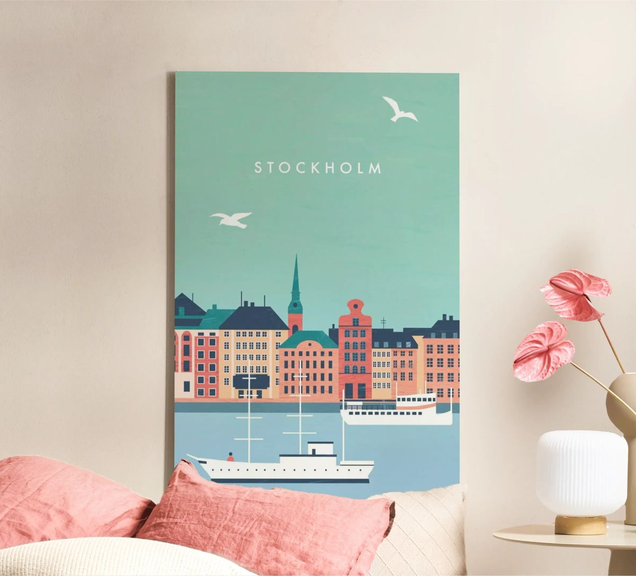 Stockholm Leinwand mit Schattenfugenrahmen von Katinka Reinke