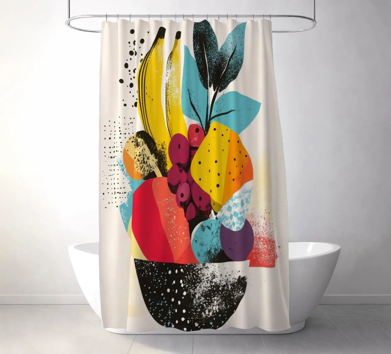 Cestino di frutta - Un turbinio di colori tenda da doccia da Pop and Fruits - Affiches & posters