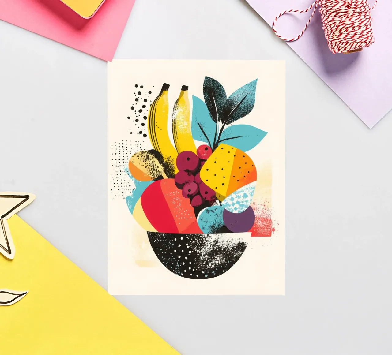 Cestino di frutta - Un turbinio di colori adesivo da Pop and Fruits - Affiches & posters