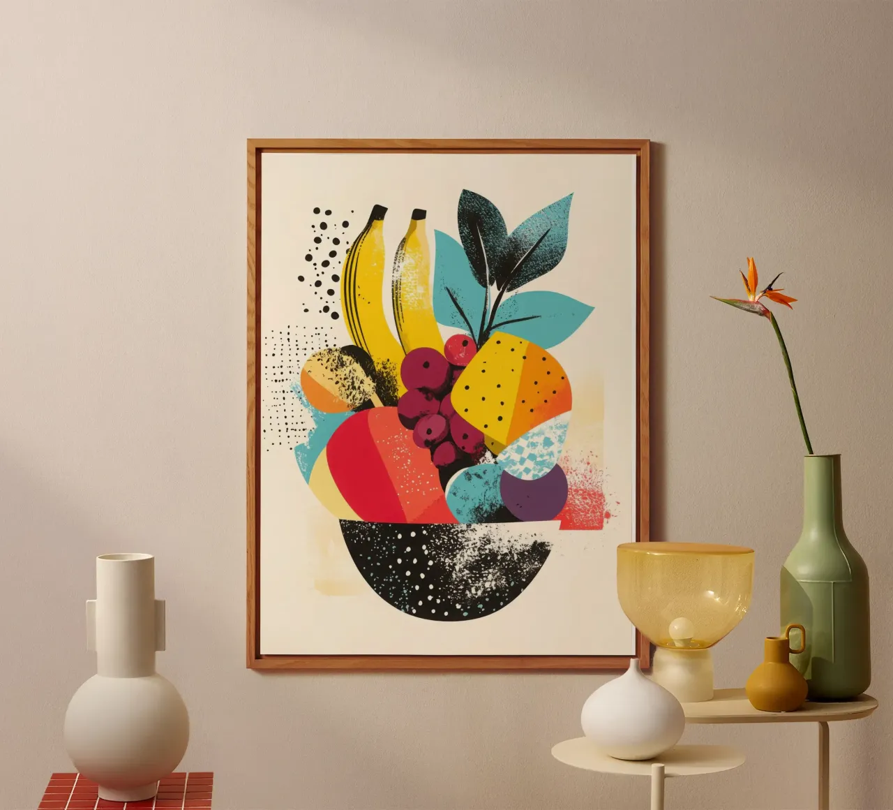 Cestino di frutta - Un turbinio di colori pannello forex da Pop and Fruits - Affiches & posters