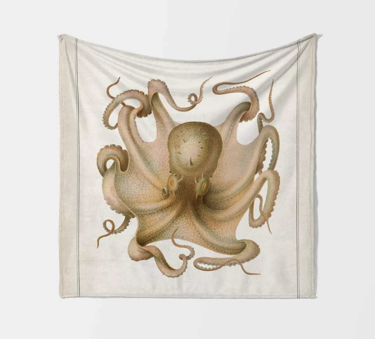 Vintage Vérany 1 Octopus Vulgaris fleece blanket by Vintage Print Collection
