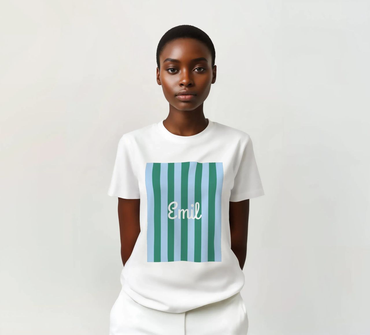 Streifen mit Name t-shirt da Ohkimiko