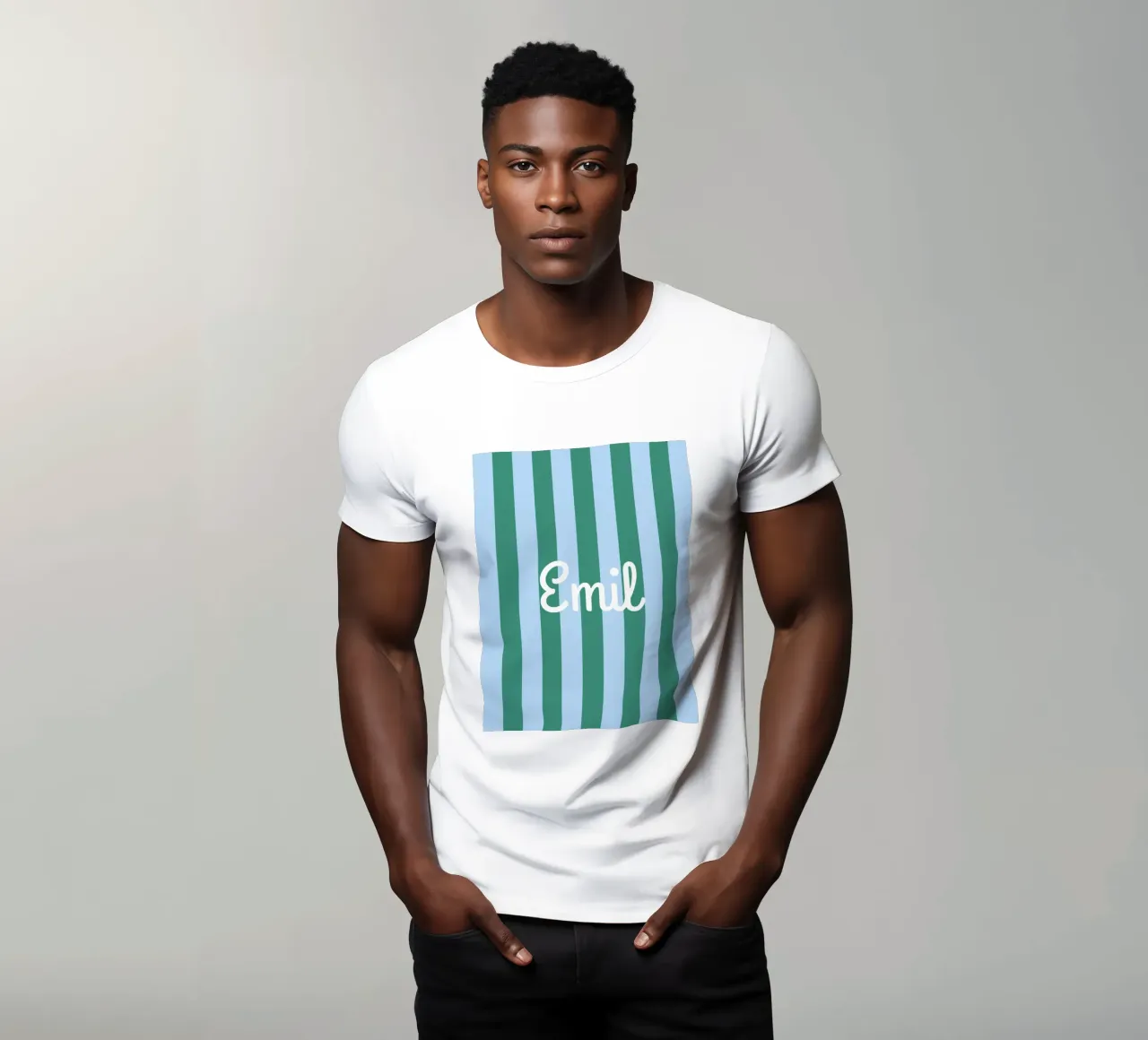 Streifen mit Name T-Shirt von Ohkimiko