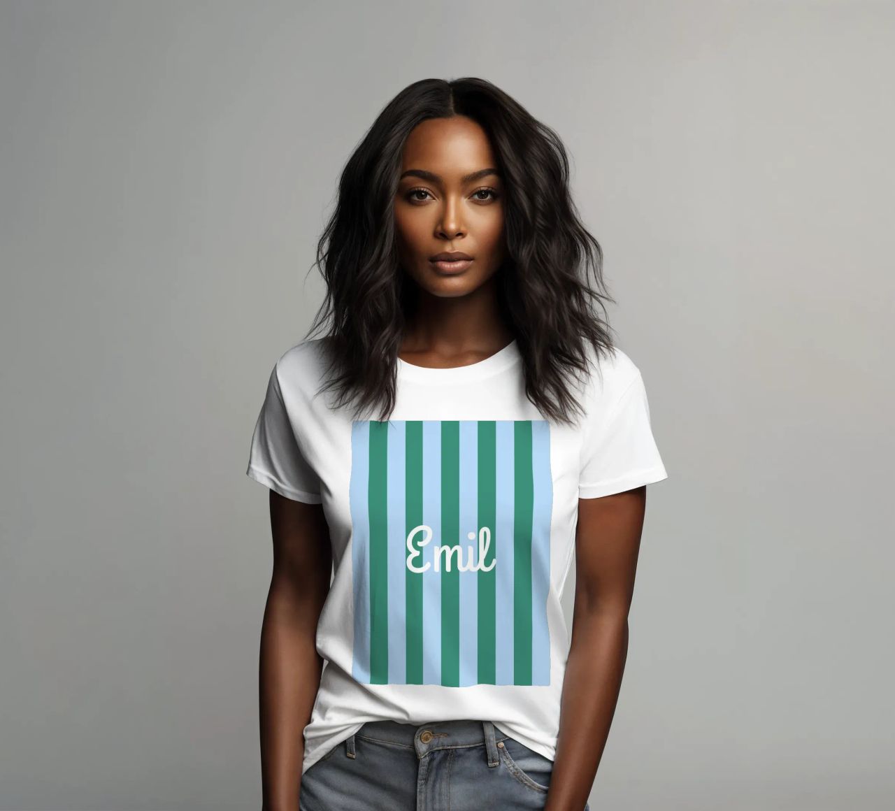 Streifen mit Name t-shirt da donna da Ohkimiko