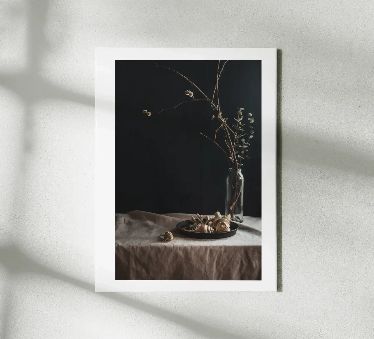 Still life with shells and branches - Natural elegance for canvas by Augenblicke-foto