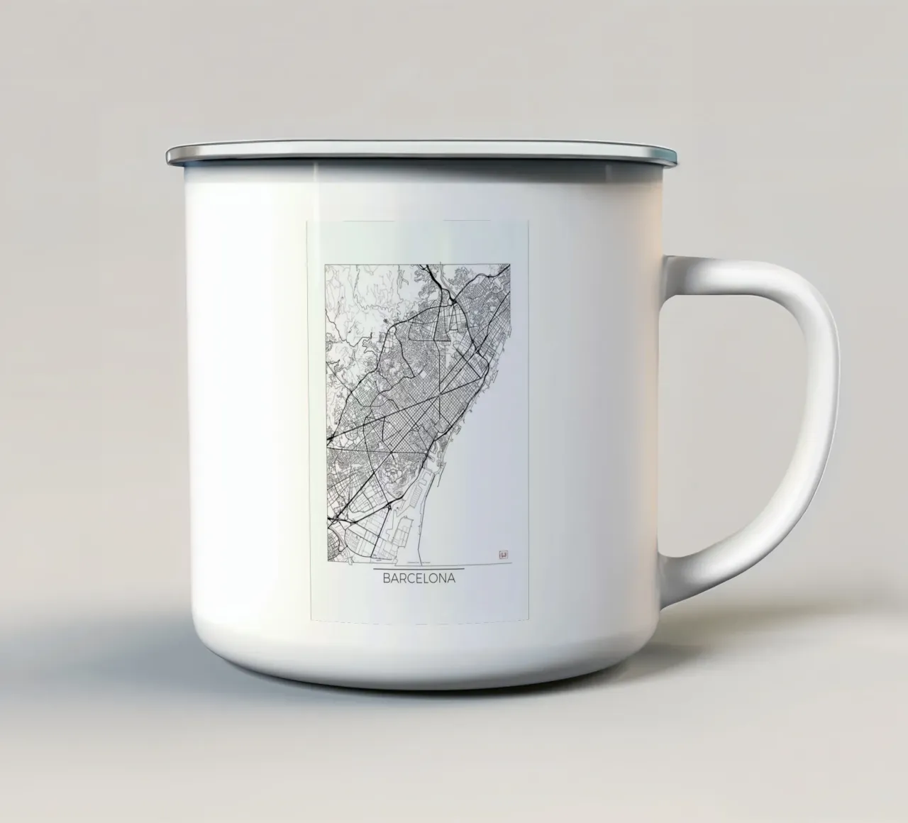 Barcelona Minimal tazza in smalto da Hubert Roguski