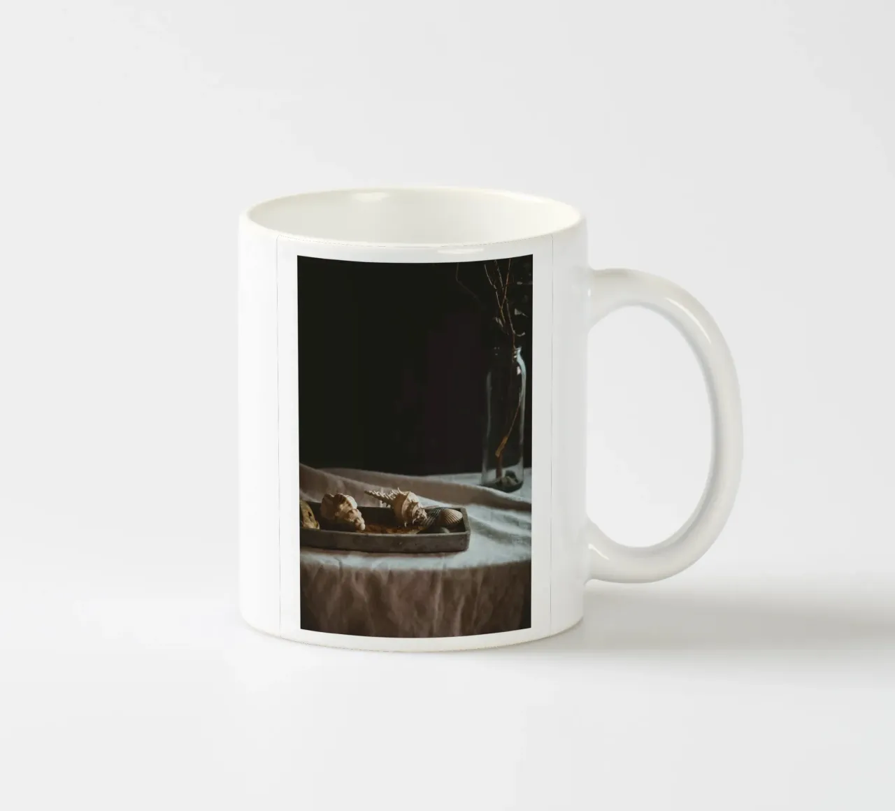 Still life with shells and branches - Natural elegance for ceramic mug by Augenblicke-foto