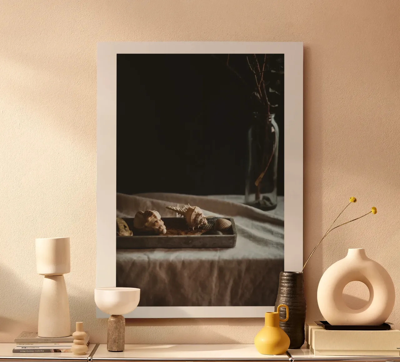 Still life with shells and branches - Natural elegance for alu-dibond by Augenblicke-foto