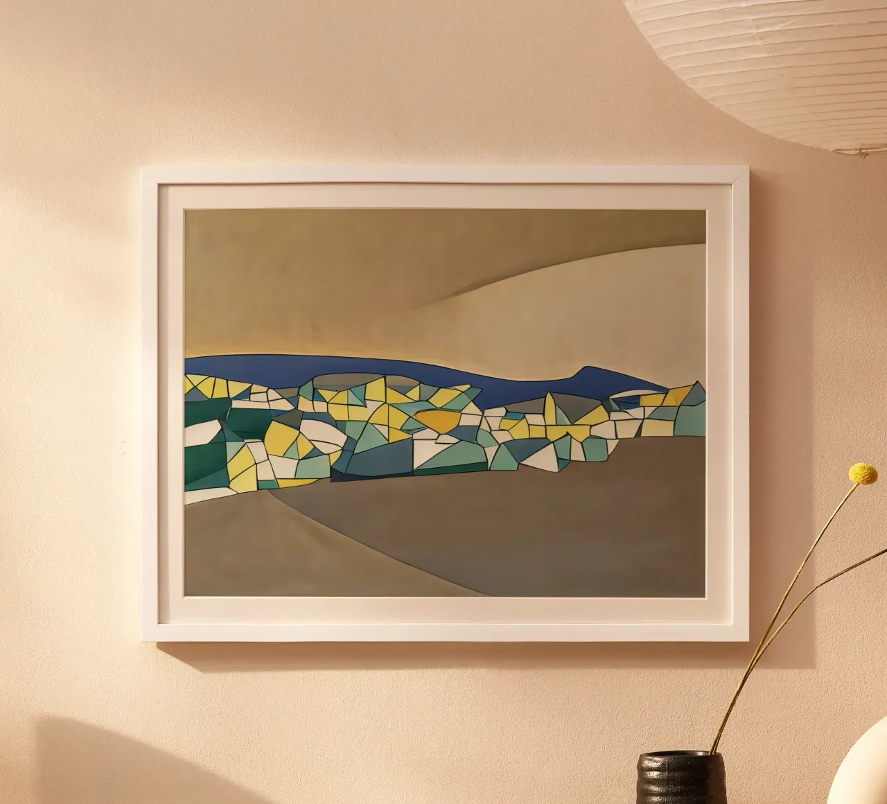 Escursione_paesaggio_3 poster con telaio in legno da Abstract Art by LK