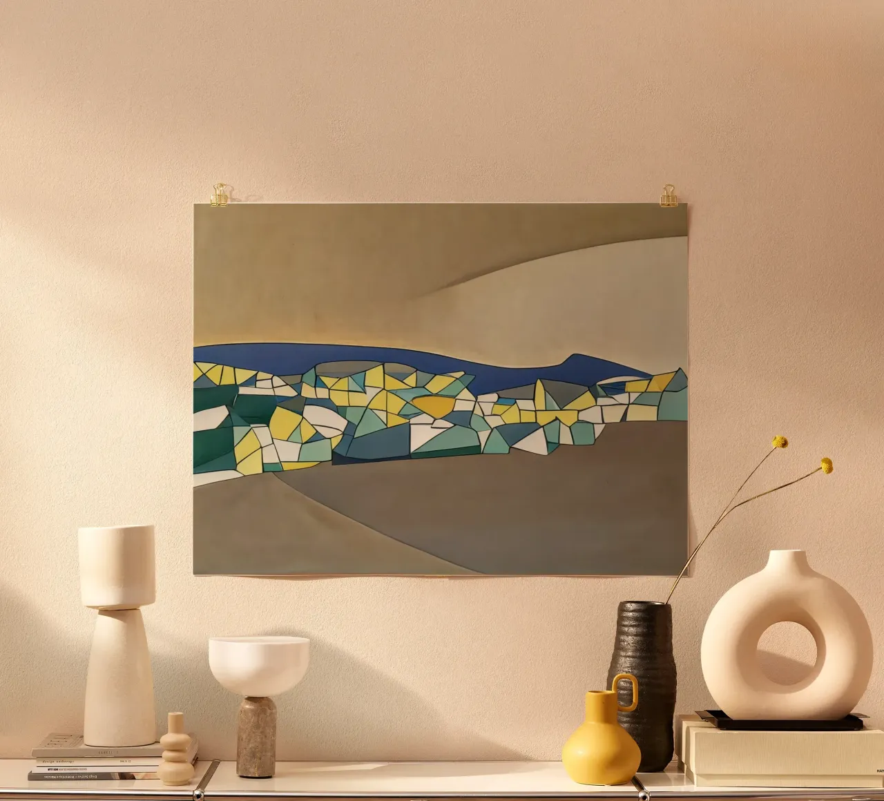 Escursione_paesaggio_3 poster con telaio in legno da Abstract Art by LK