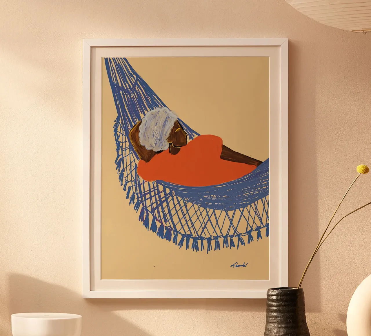La donna e l'amaca poster con telaio in plastica da tainah negreiros