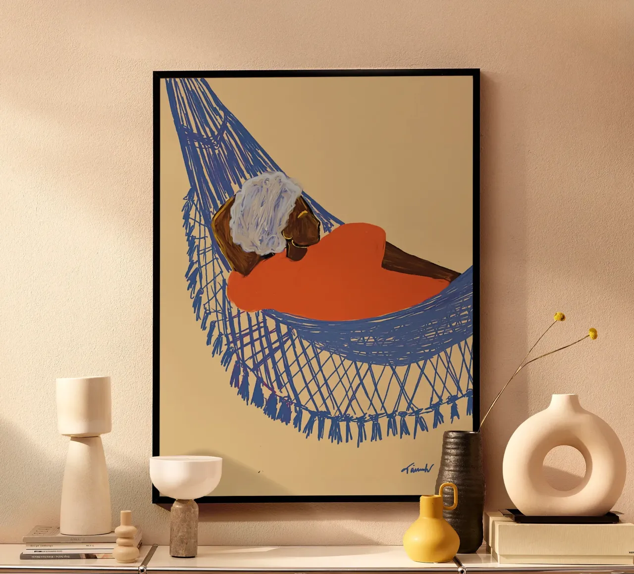 La donna e l'amaca poster con telaio in plastica da tainah negreiros