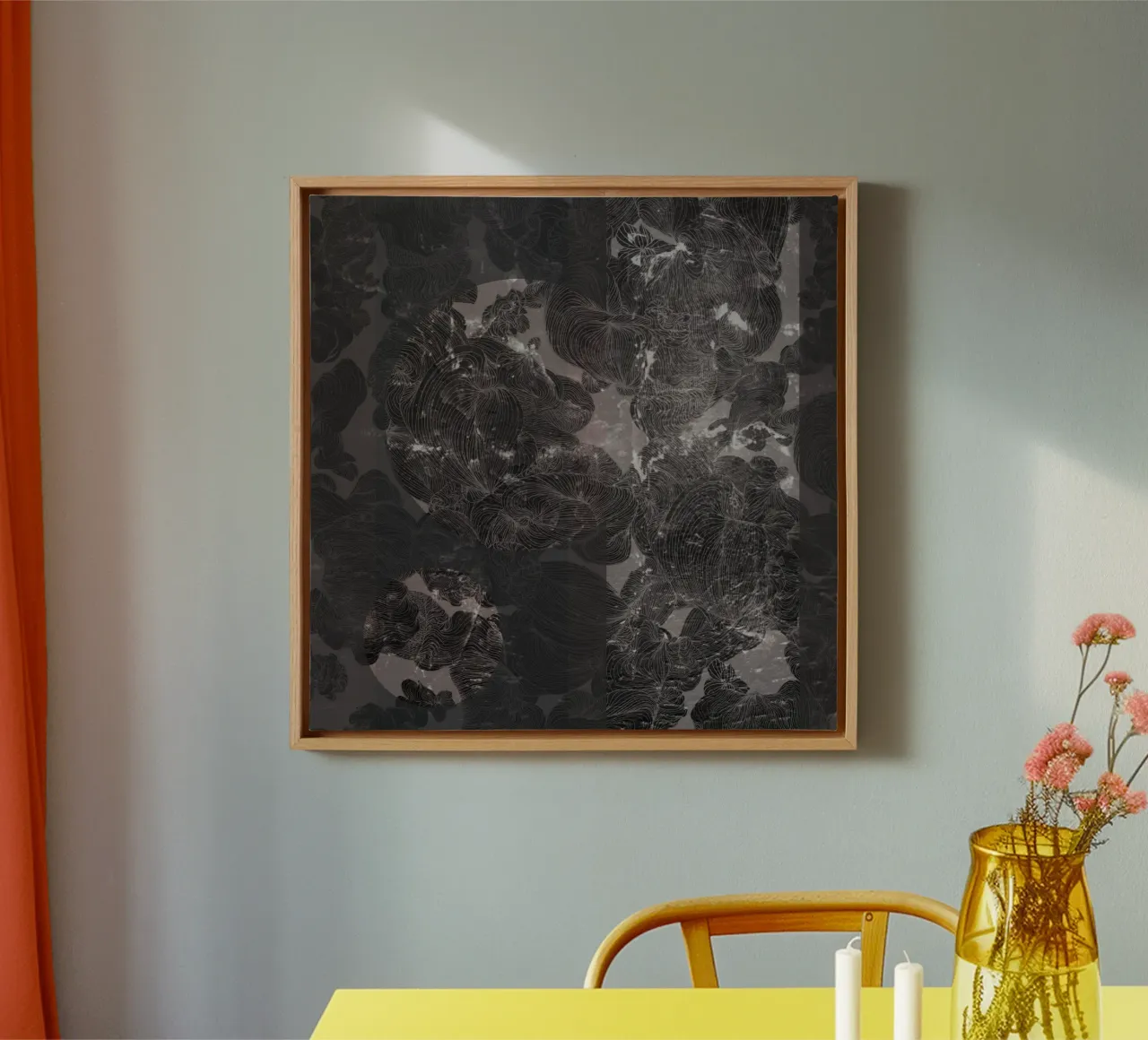 carbone graffiato tela con Cornice a cassetta da Giulio Iurissevich