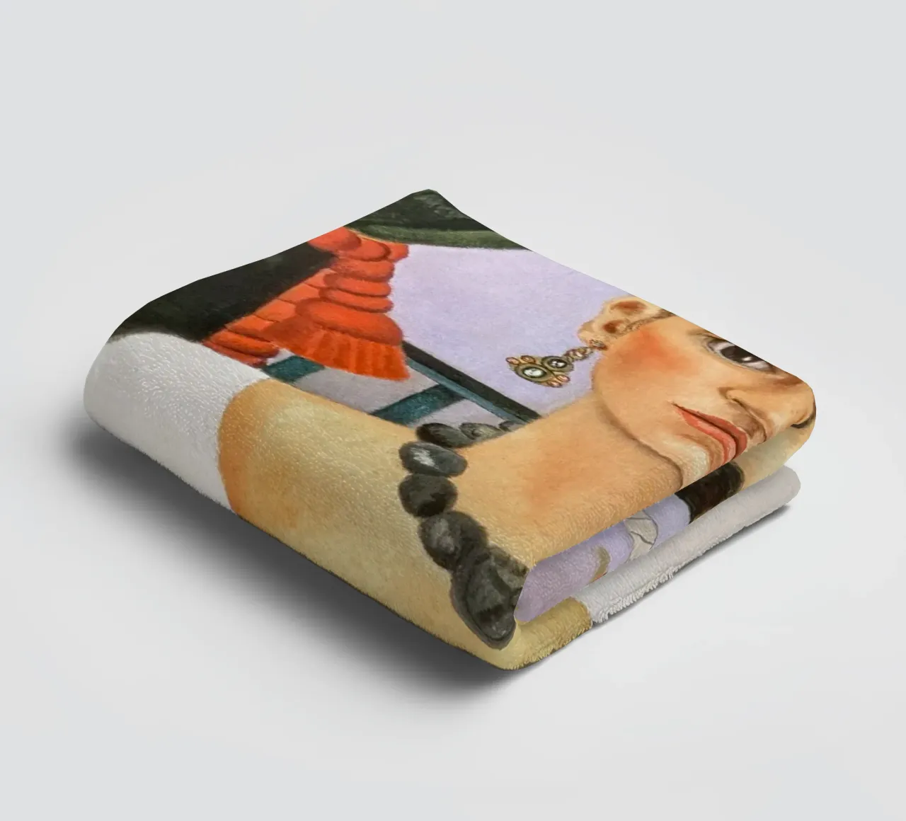 Ritratto Frida Kahlo, il tempo vola asciugamano da bagno da Carinaprint