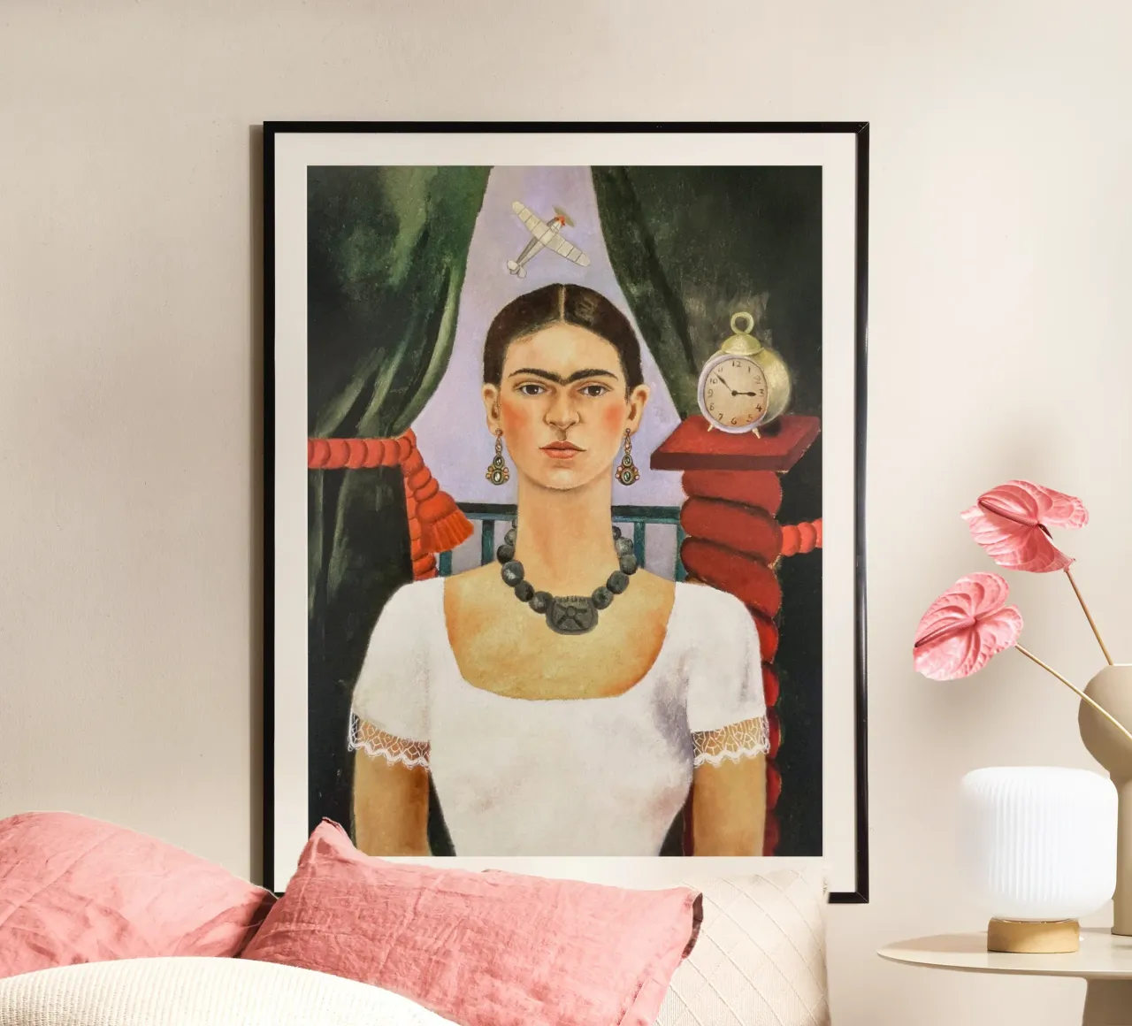 Ritratto Frida Kahlo, il tempo vola poster con telaio in alluminio da Carinaprint