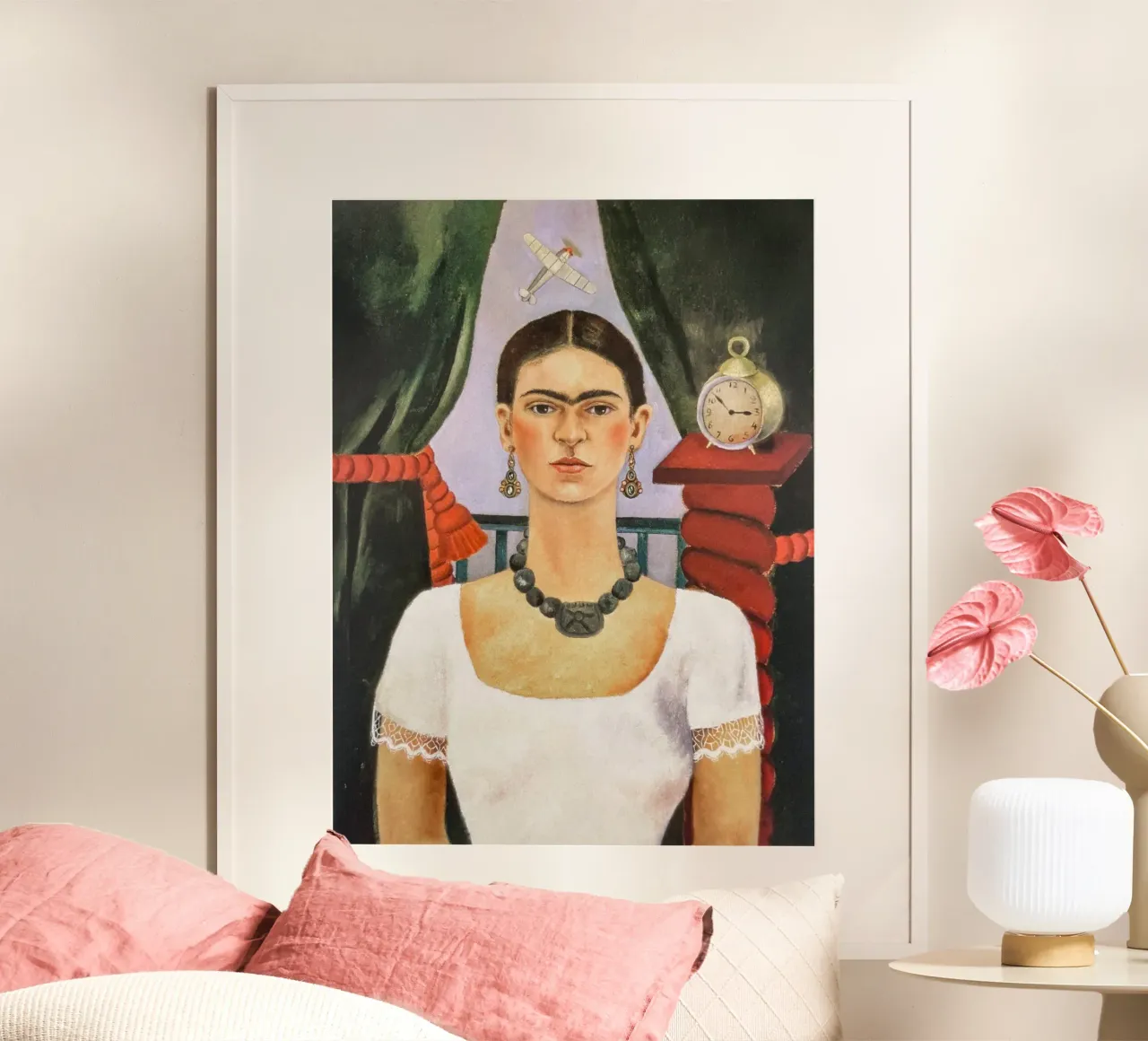 Ritratto Frida Kahlo, il tempo vola poster con telaio in alluminio da Carinaprint