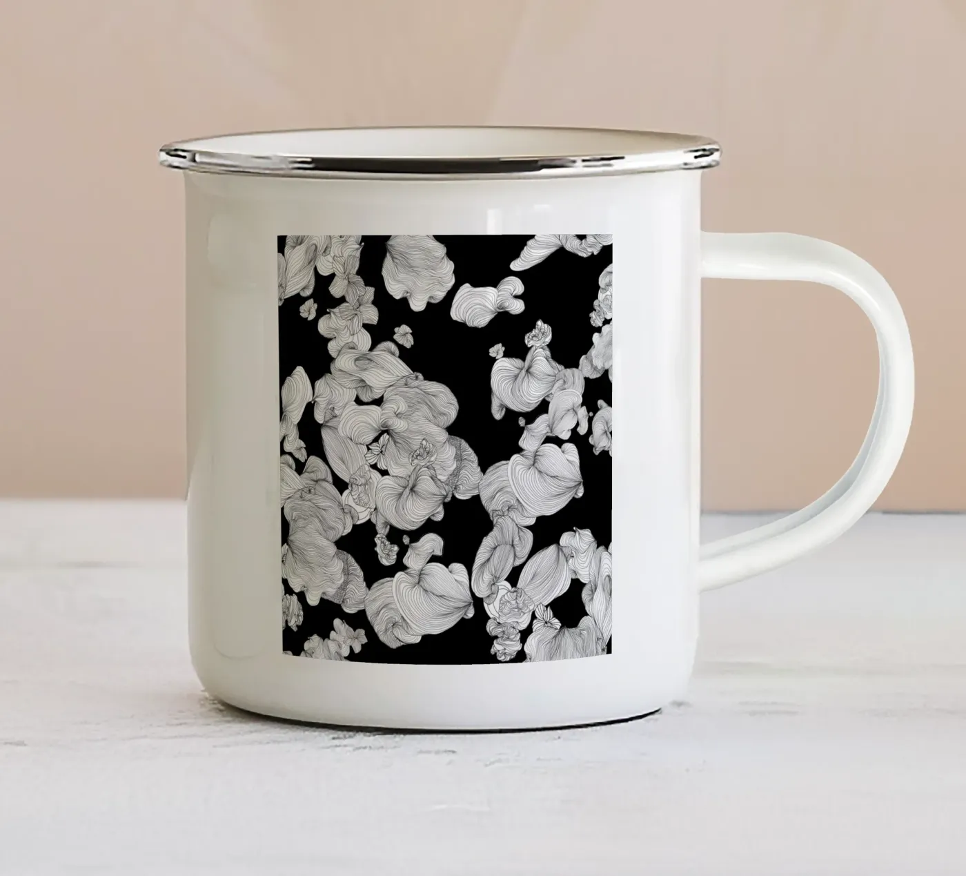 cloud bubbles emaille mok van Giulio Iurissevich