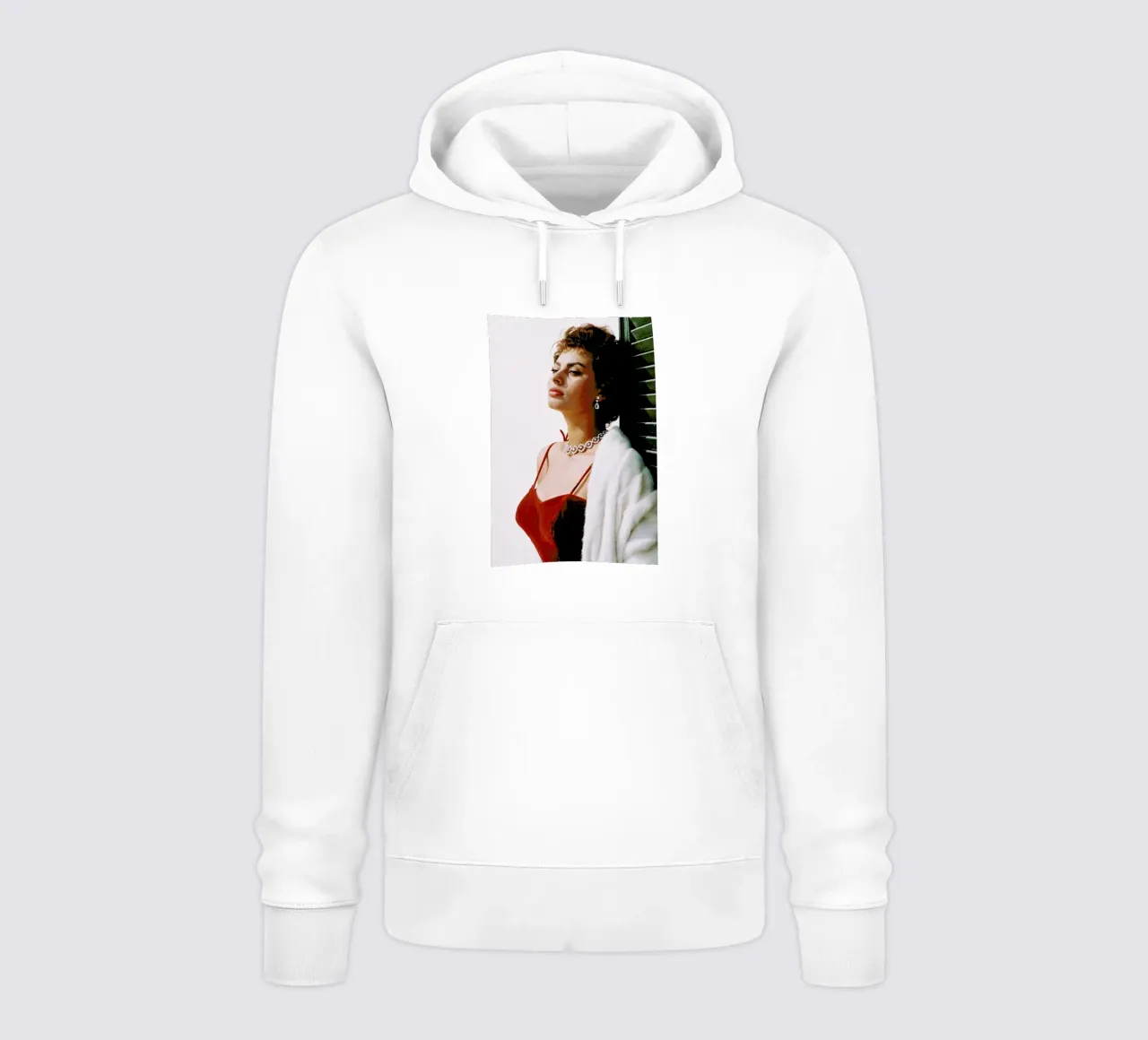 Sophia Loren in Red felpa con cappuccio da Gallery Print and Art Limited