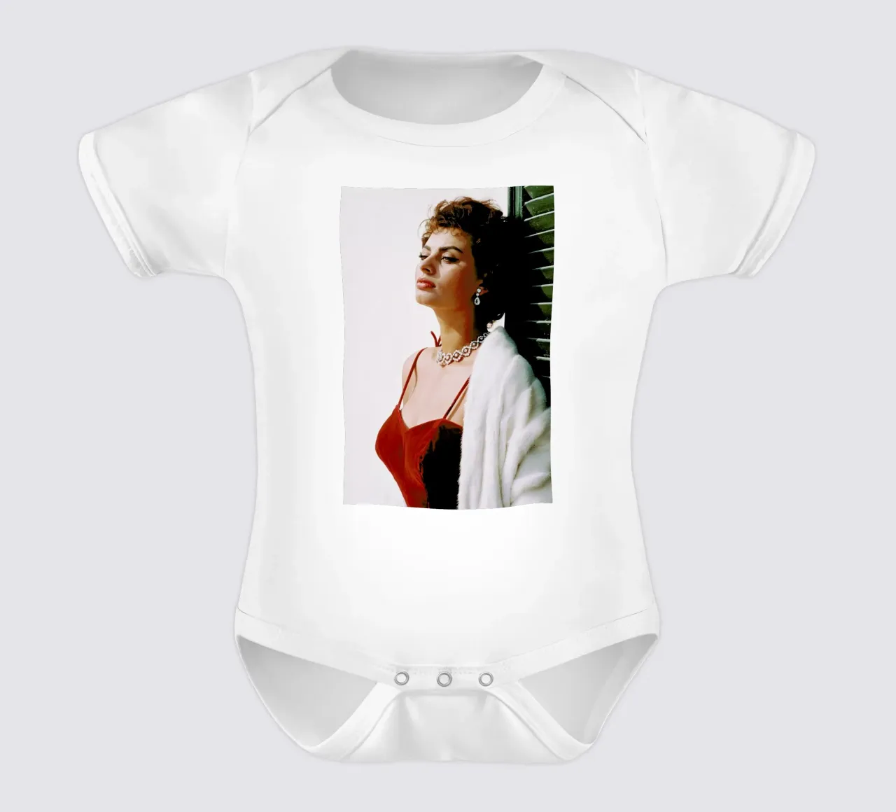 Sophia Loren in Red body neonato maniche corte da Gallery Print and Art Limited