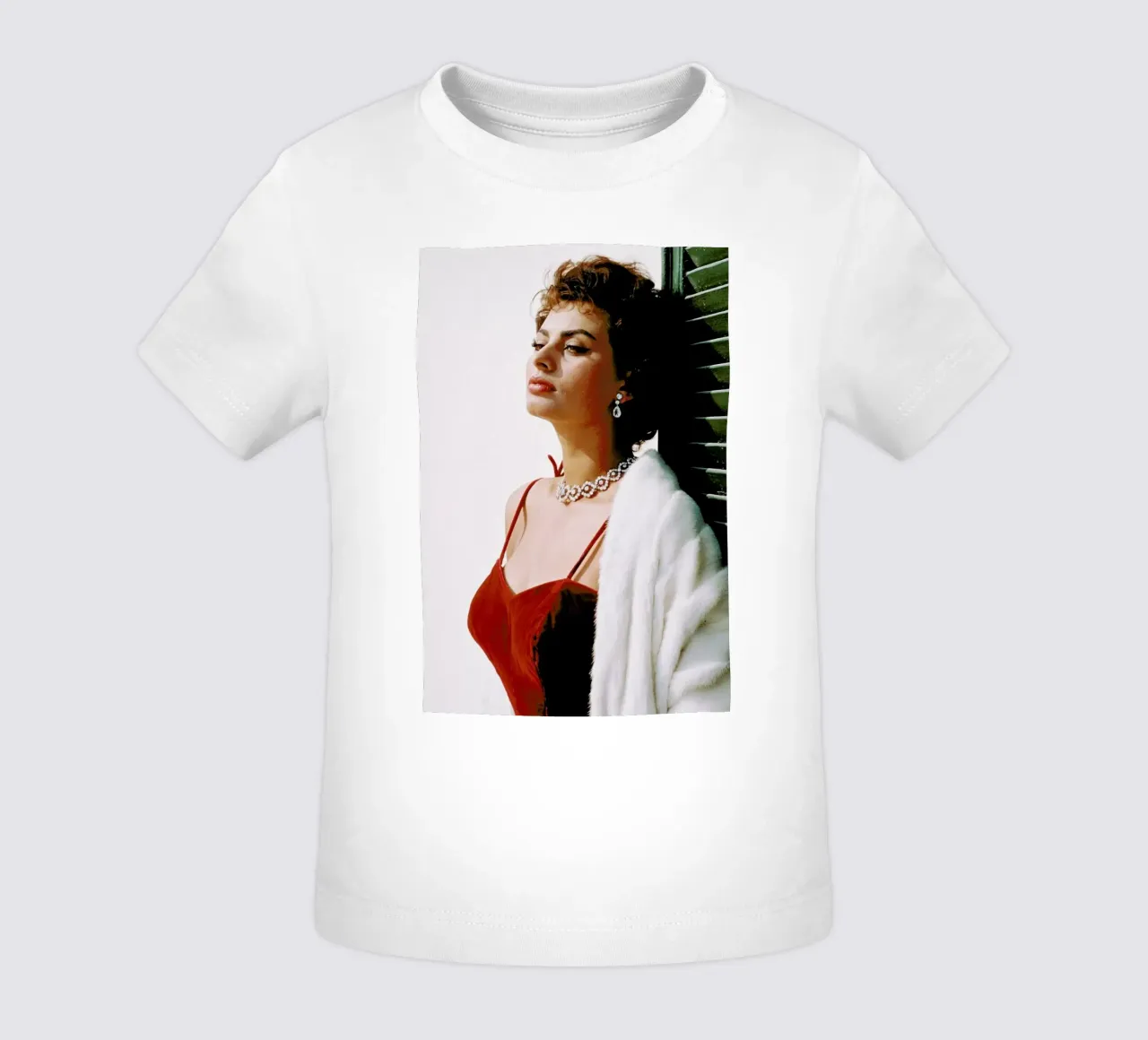 Sophia Loren in Red maglietta neonato da Gallery Print and Art Limited