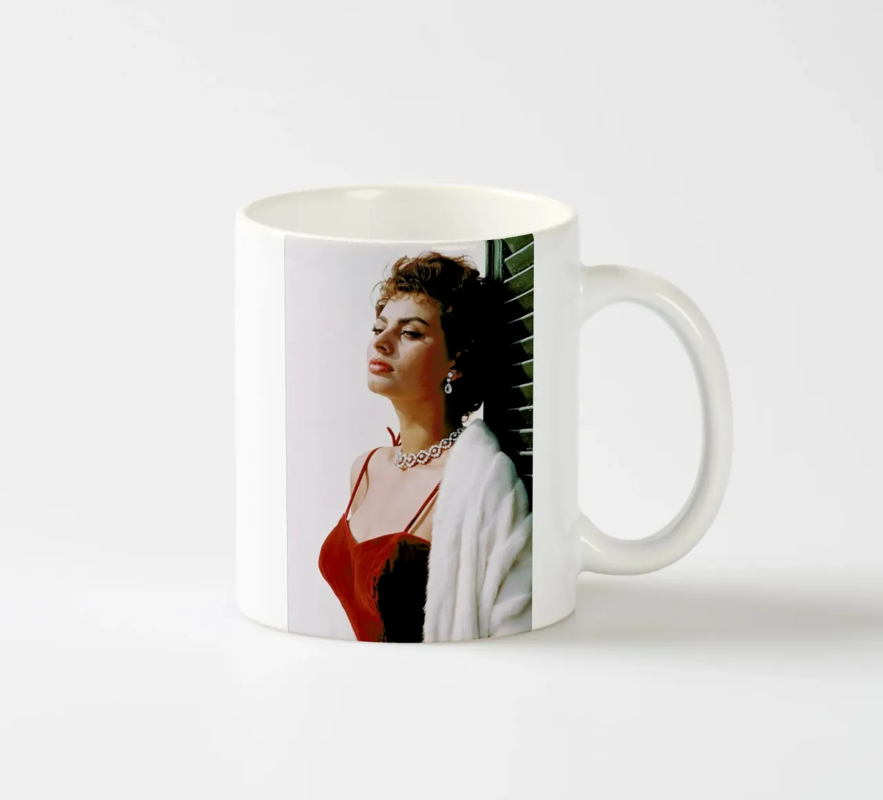 Sophia Loren in Red ceramic mug by Gallery Print and Art Limited