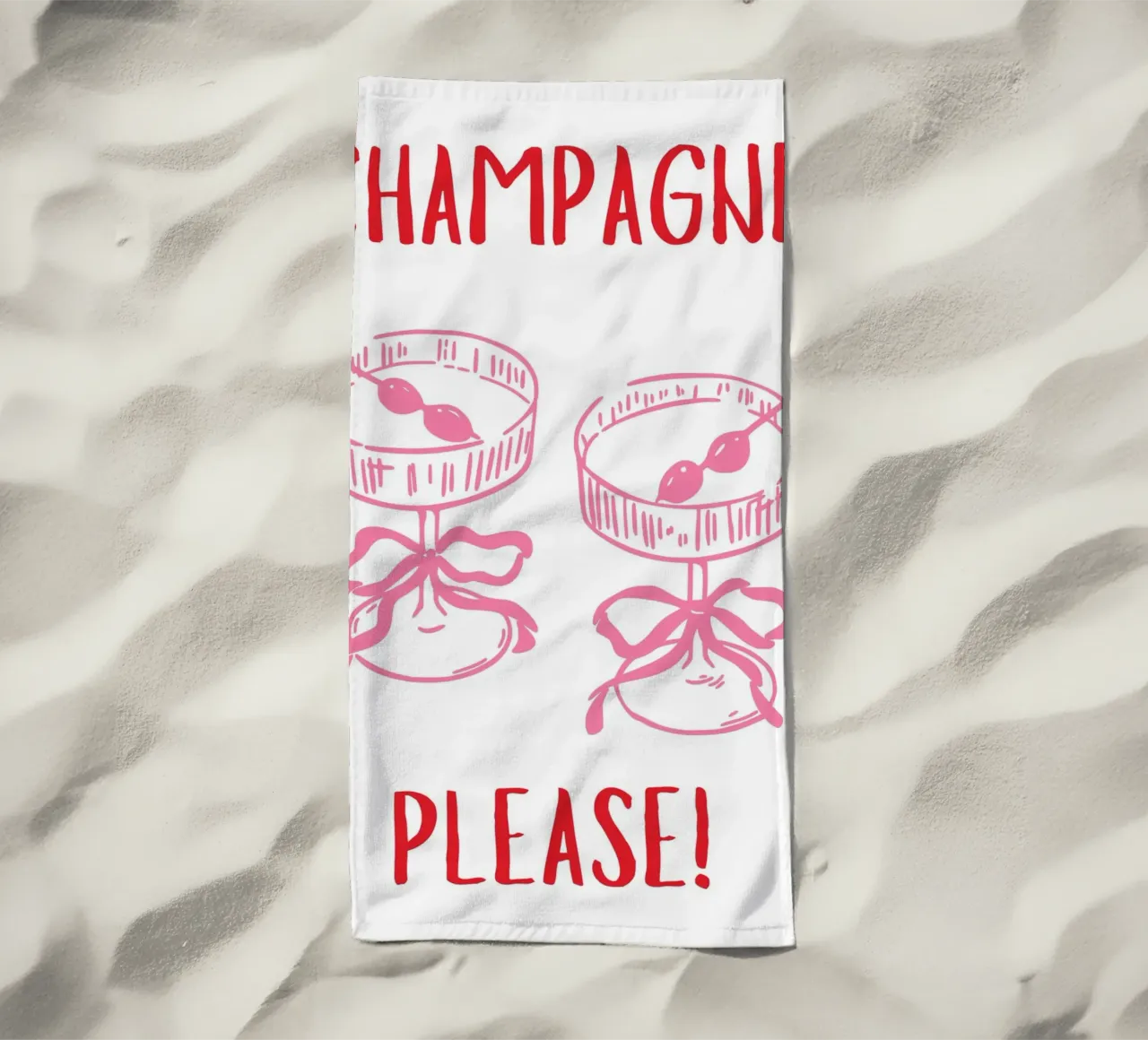 Champagne please beach towel by pdigitalprints