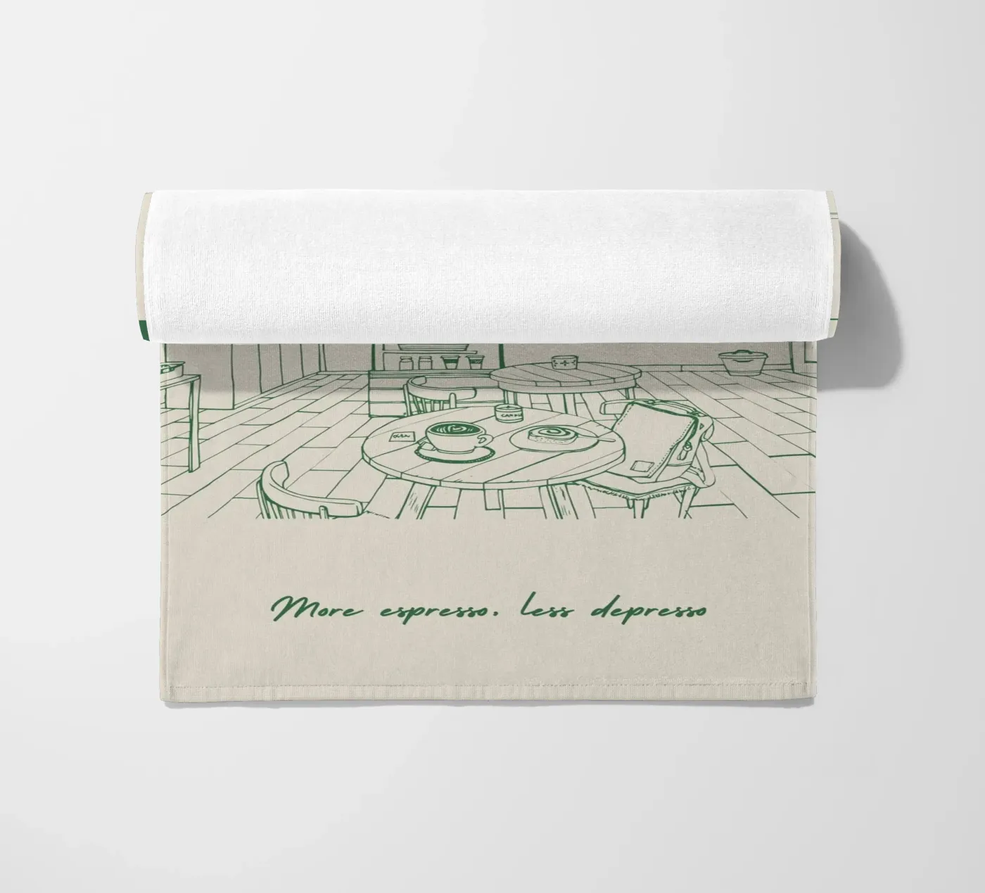 Vintage Cafe beach towel by pdigitalprints