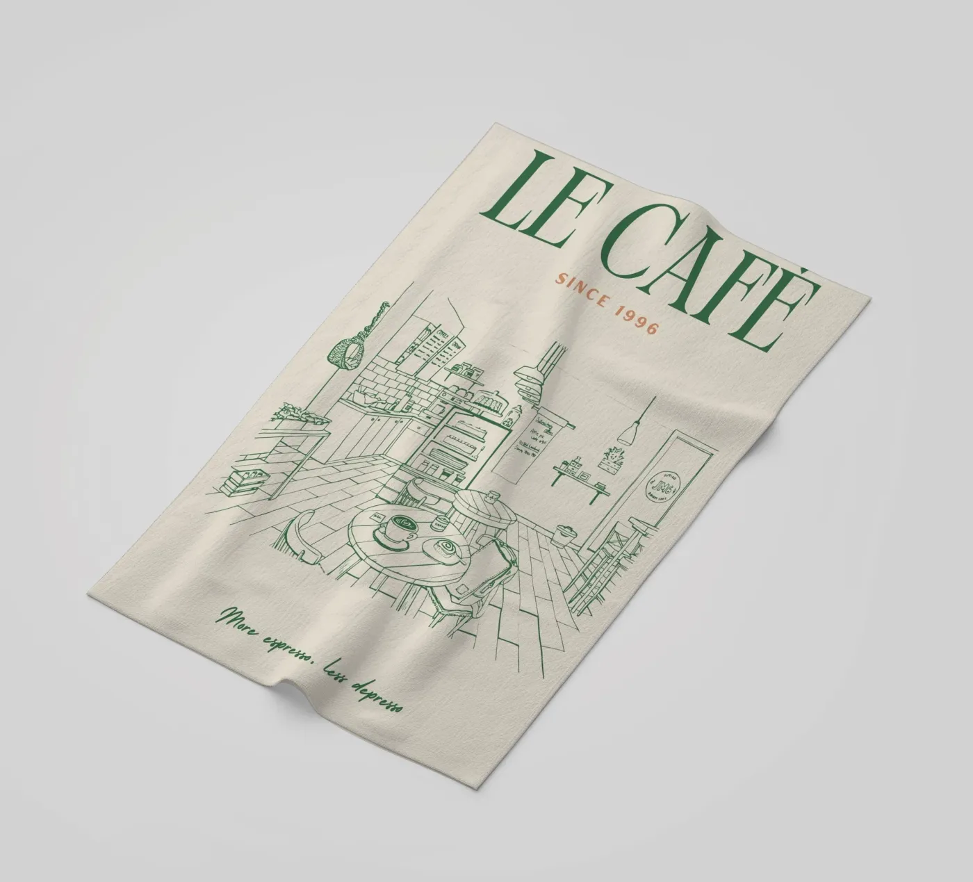 Vintage Cafe beach towel by pdigitalprints