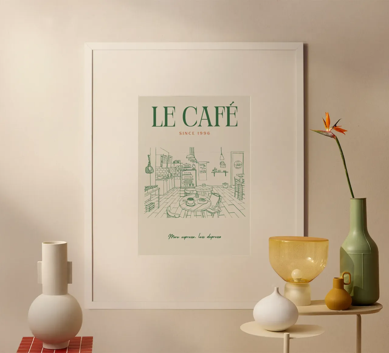 Caffè d'epoca poster con telaio in legno da pdigitalprints