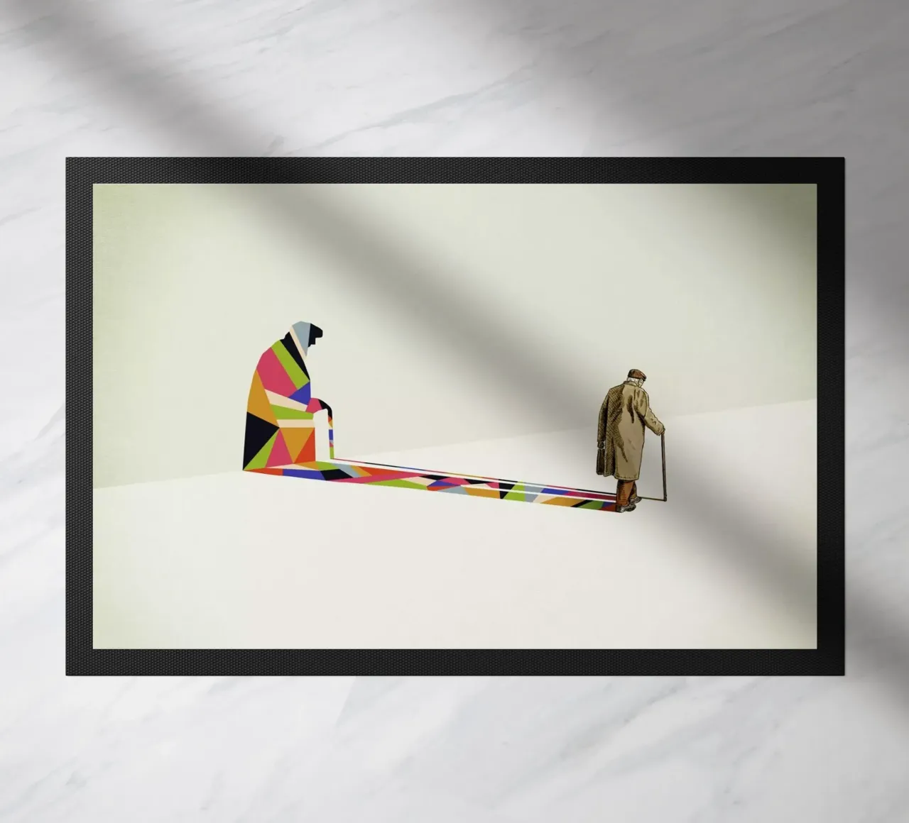 Walking Shadow - Old Man doormat by Jason Ratliff