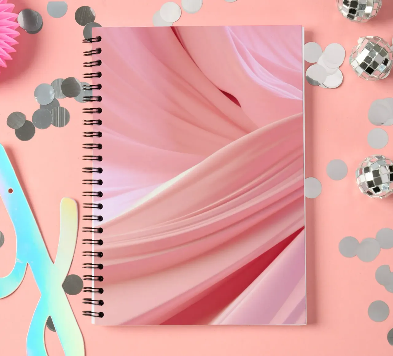 Modern Abstract Waves Texture Blush Pink spiral notebook by Modern Muse