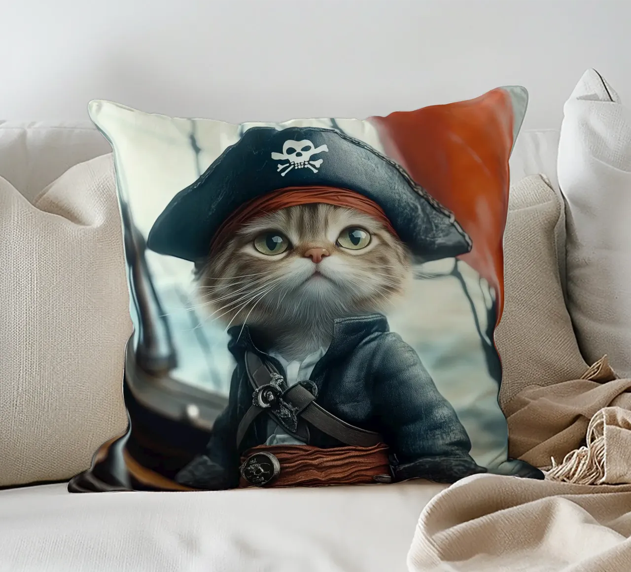 He is a pirate No. 02 cuscino da lazydaypaper