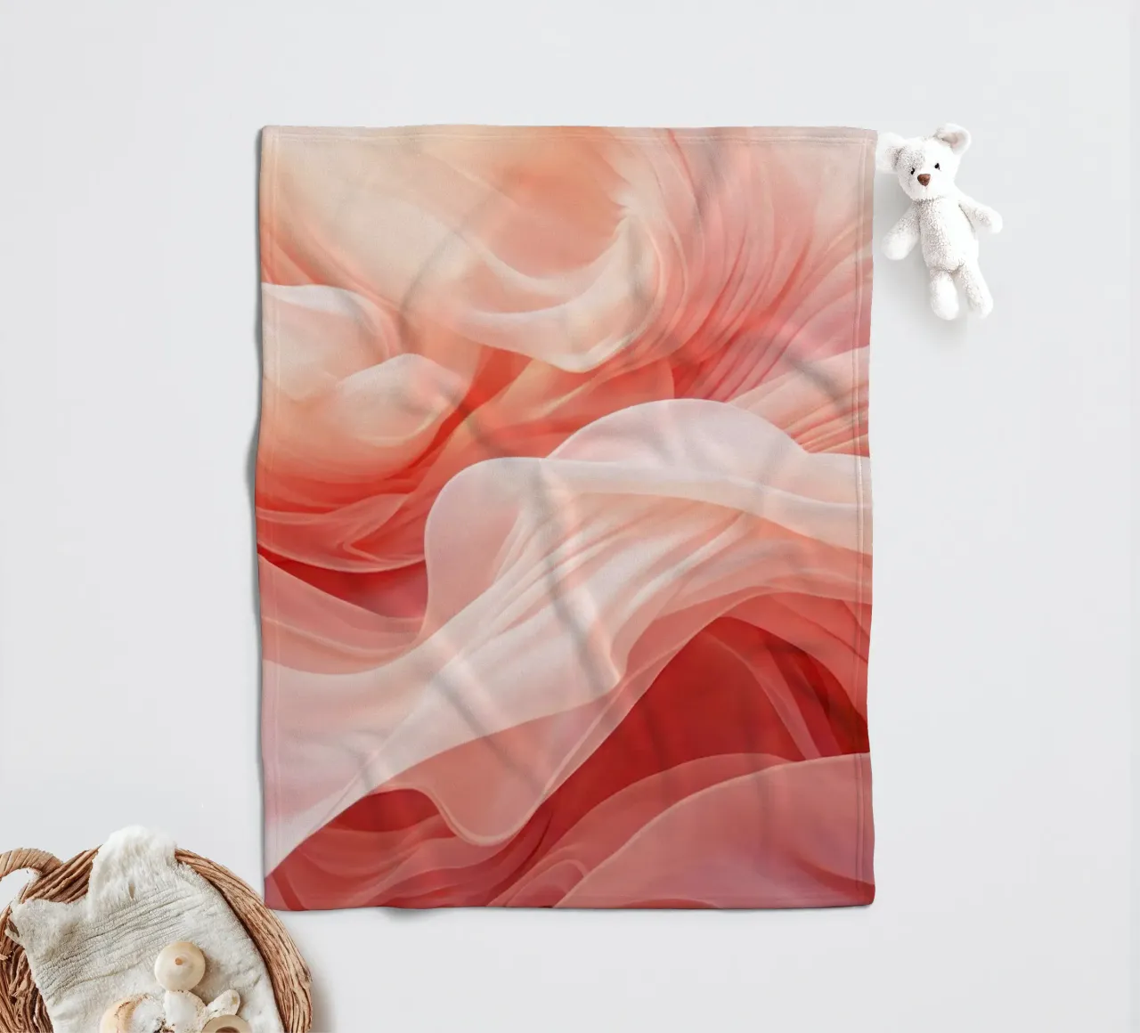Ethereal Soft Peach Fluid Dreams Fleecedecke von Modern Muse