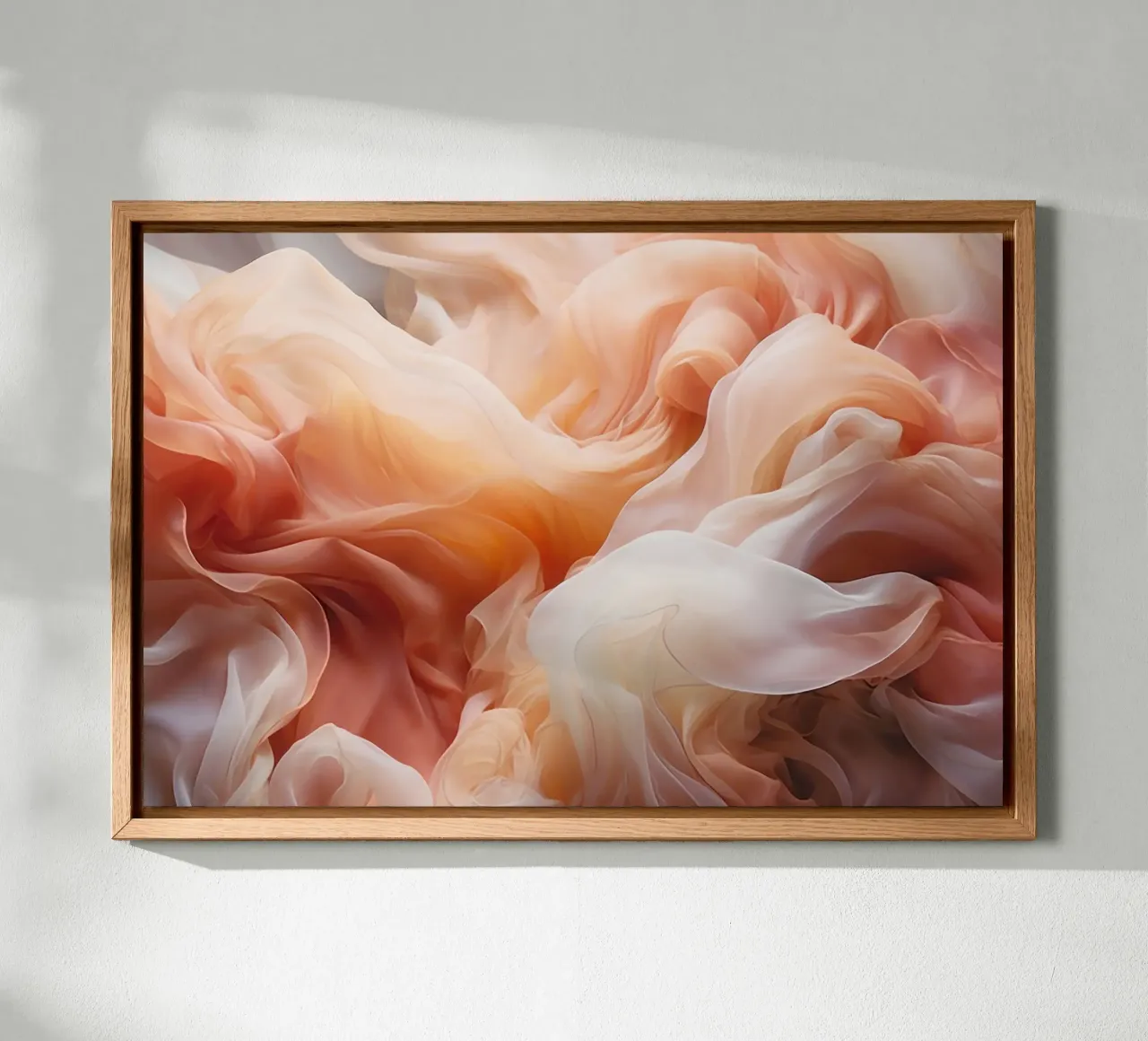 Ethereal Soft Peach Fluid Dreams canvas with Floater frame by Modern Muse