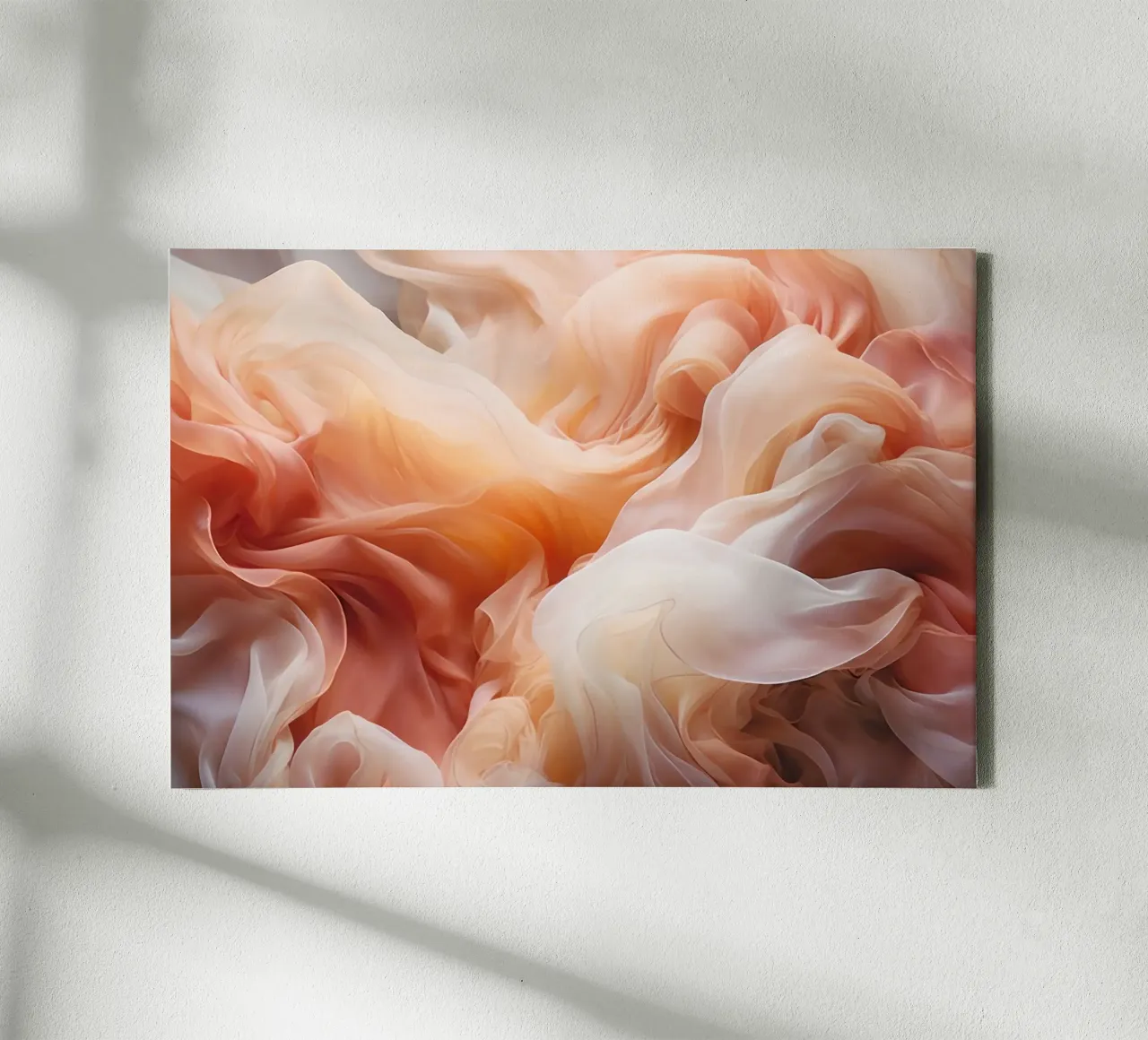 Ethereal Soft Peach Fluid Dreams canvas with Floater frame by Modern Muse