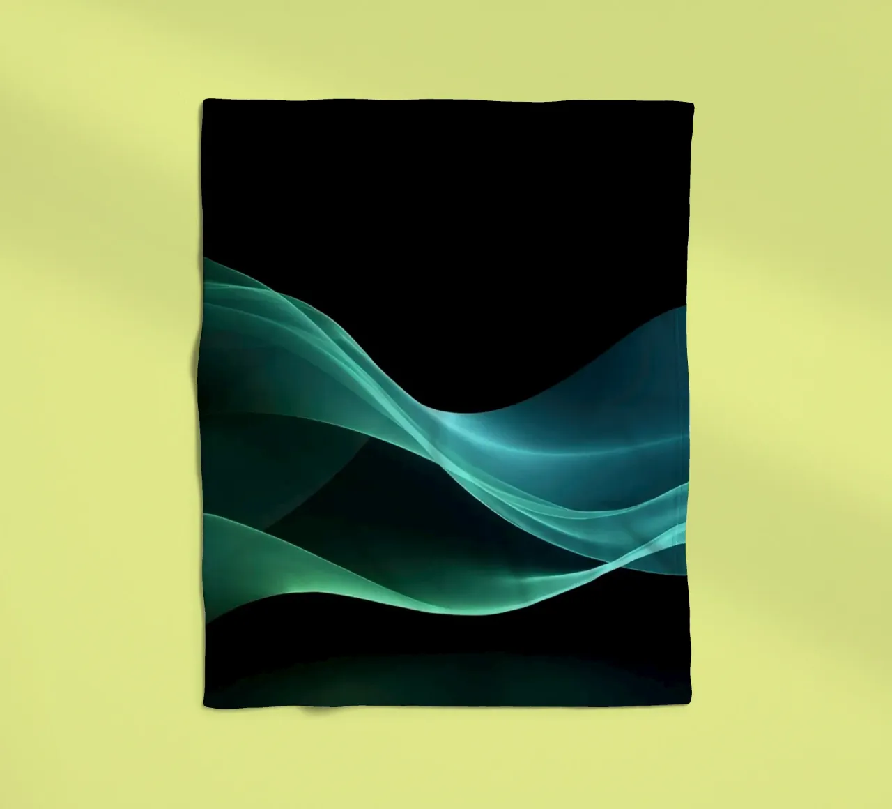 Black And Blue Green Waters Ethereal Waves fleece blanket by Modern Muse