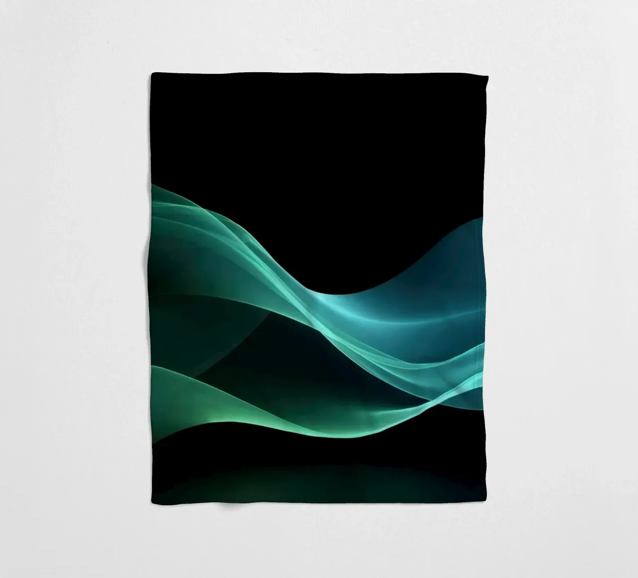 Black And Blue Green Waters Ethereal Waves fleece blanket by Modern Muse