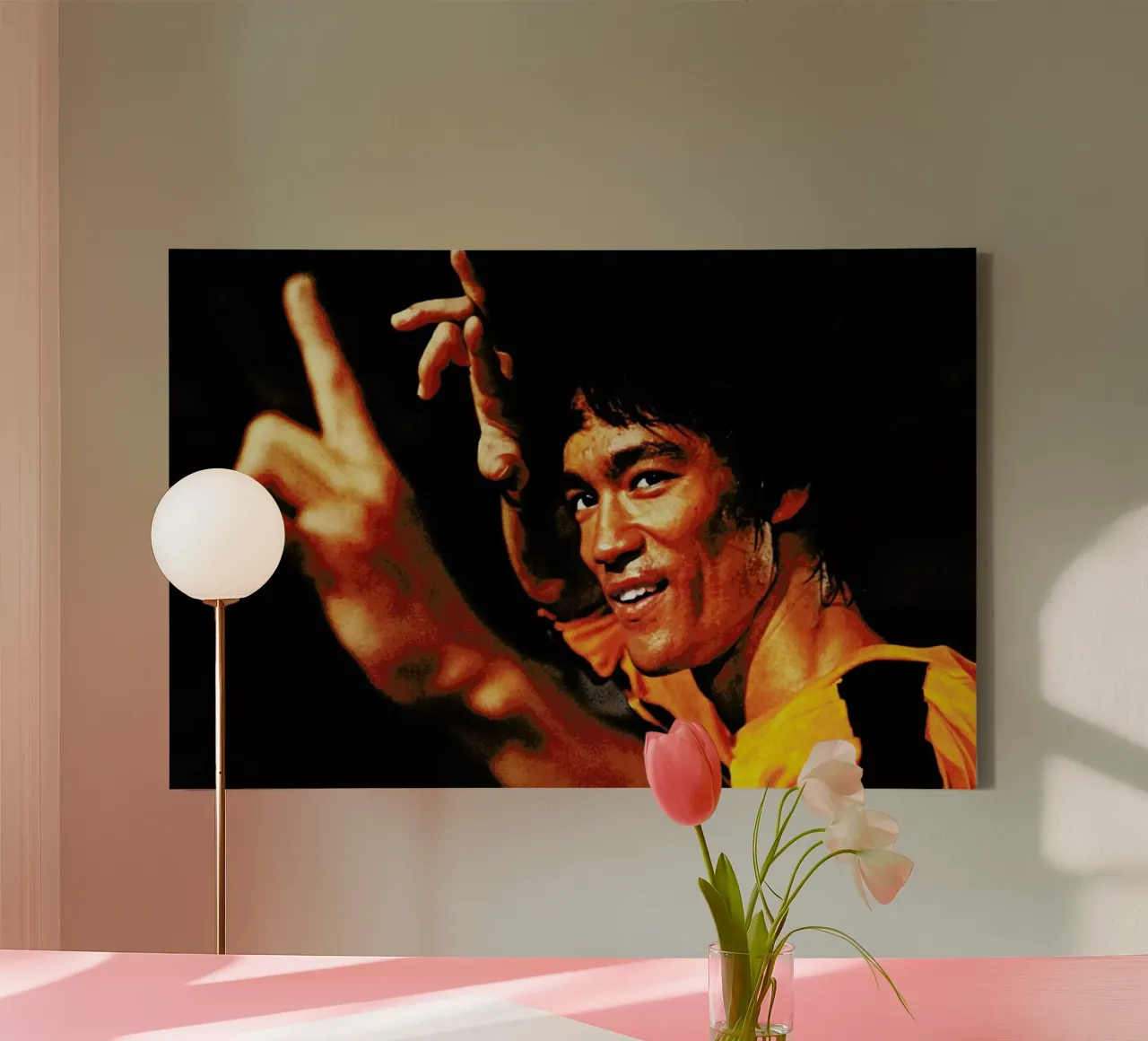 Bruce Lee in 'Game of Death' tela con Cornice a cassetta da Gallery Print and Art Limited