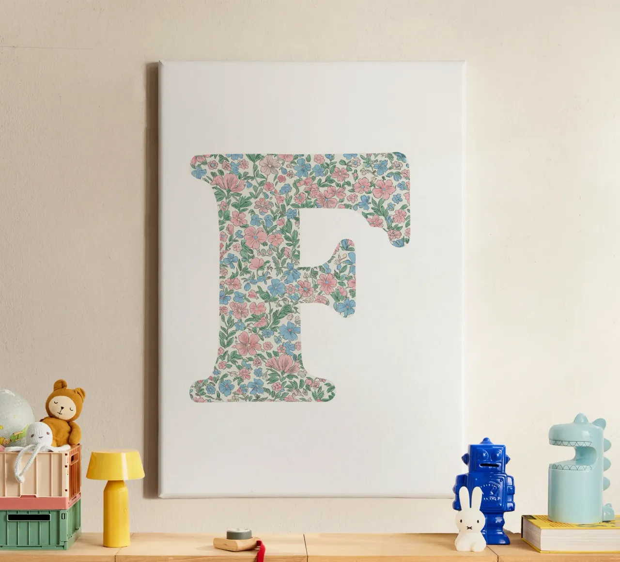 Floral F tela con Cornice a cassetta da KidzStudio