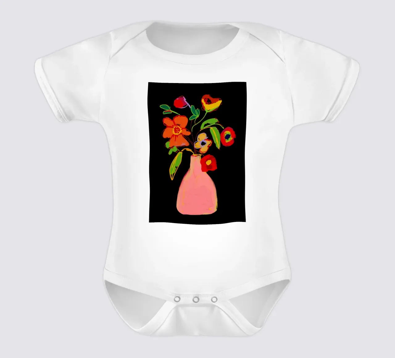 Fleur colorée dans un vase 3 body bébé de LeaDArt