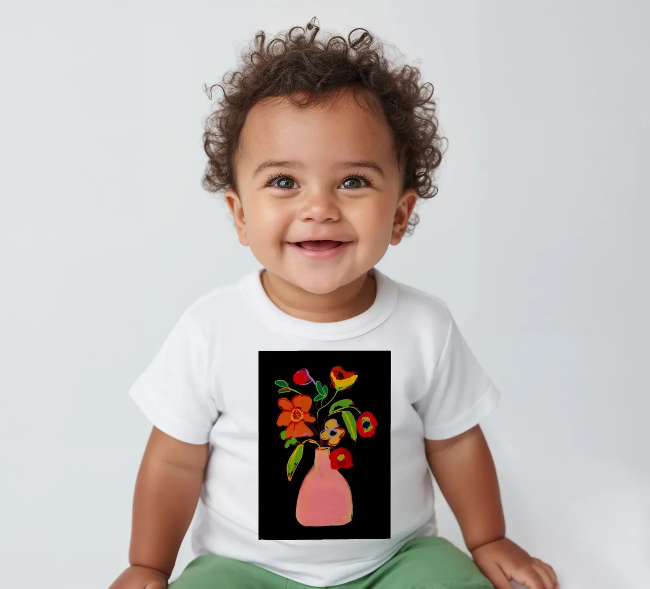 Fiore colorato in vaso 3 maglietta neonato da LeaDArt