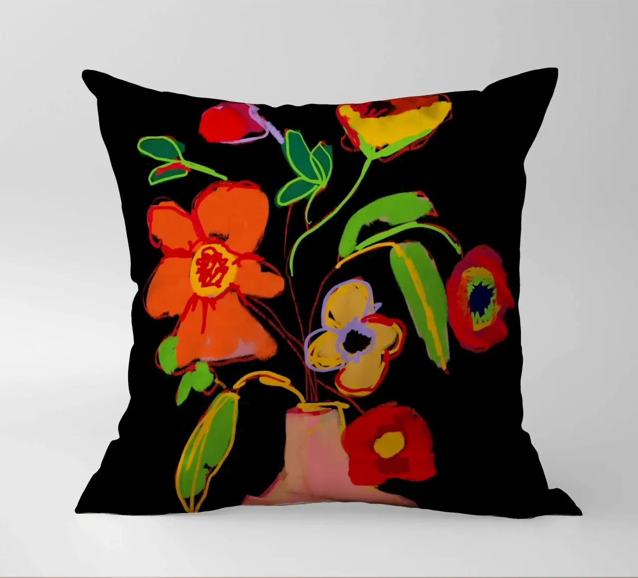 Fiore colorato in vaso 3 cuscino da LeaDArt