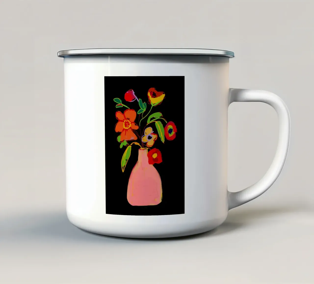 Fiore colorato in vaso 3 tazza in smalto da LeaDArt