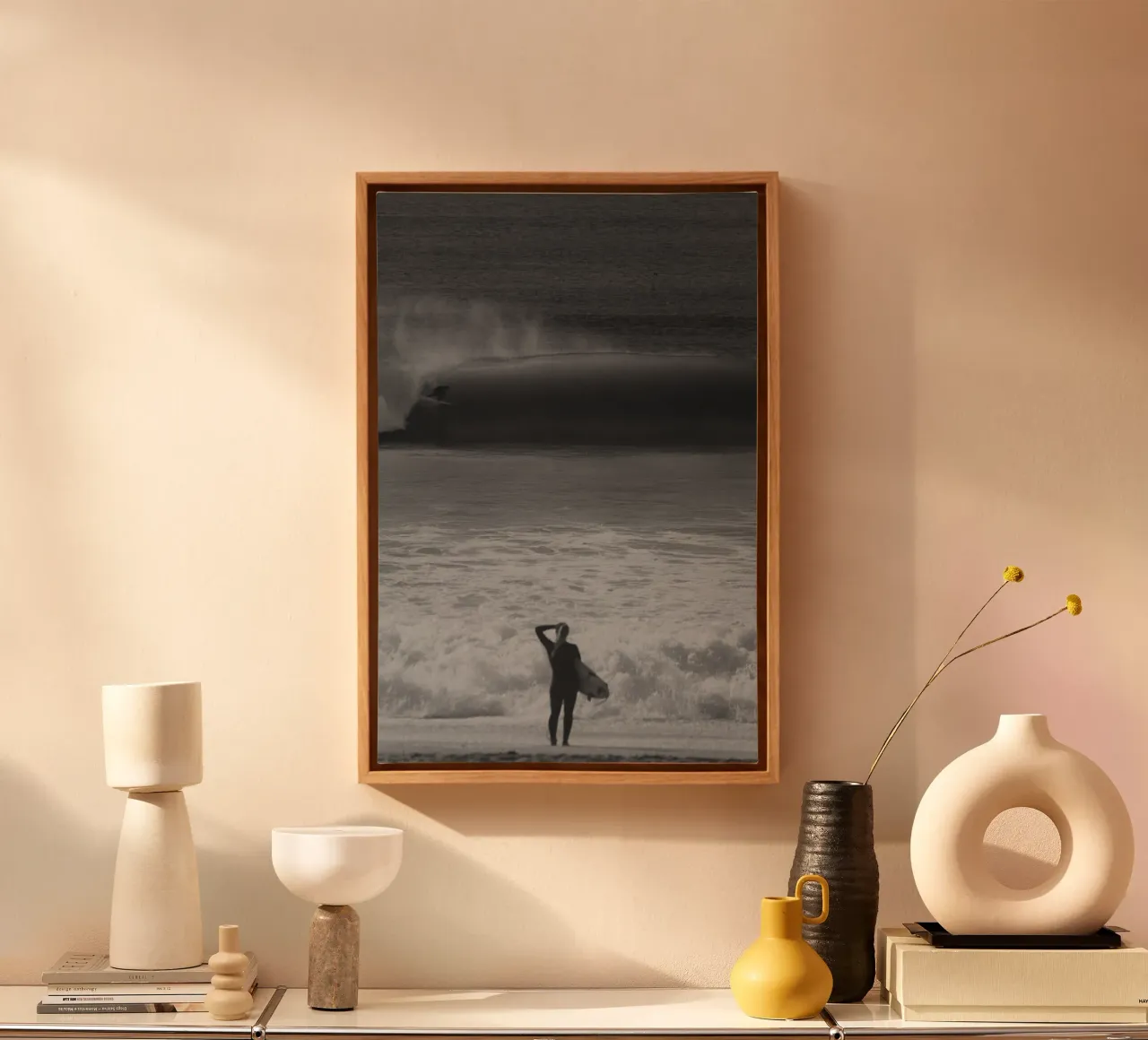 Bewondering - Retro Surf Fotografie Print voor Oceaanliefhebbers canvas met Baklijst van Barefoot Visuals